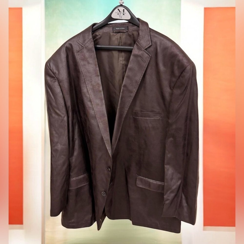 Calvin Klein Dark Brown leather Blazer 58R